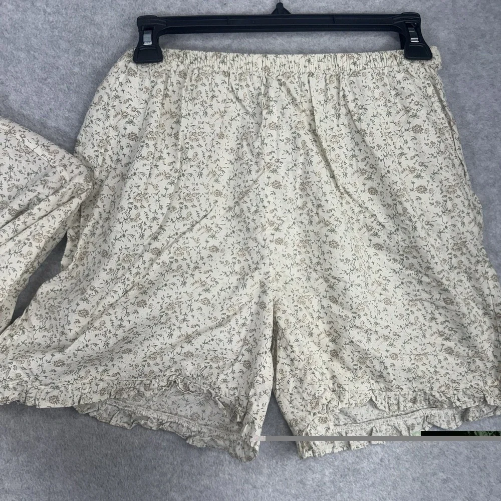 ULlala Floral Cotton VTG Set Delia ShortS Sleep Set Womens L Pajamas 2‎ Piece